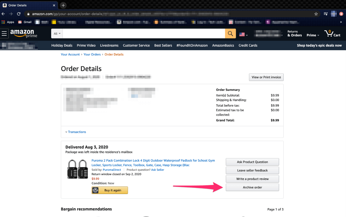 how to find & view your archived amazon orders